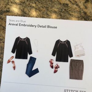 Stitchfix skies are blue embroidered blouse